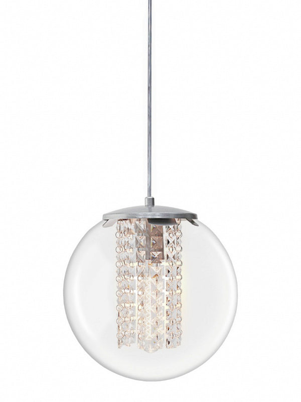 Pendente Taschibra Sfera Cristal E27 Transparente Prata