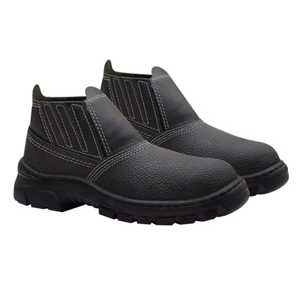 Botina De Segurança Cartom Couro Com Bico Elástico Preto N38