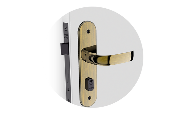 Fechadura Externa Soprano Ícaro Reta 59mm Antique Brass