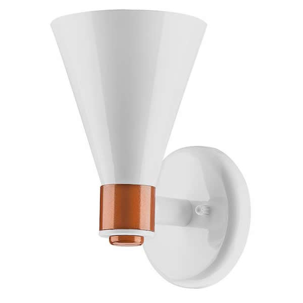 Arandela Externa Dital P1 Lap E27 Branco e Cobre