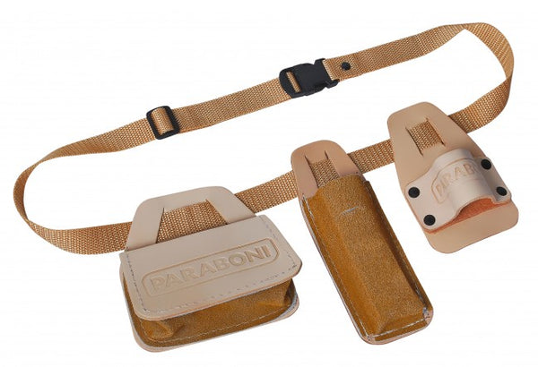 Cinto Para Carpinteiro Paraboni Couro E Nylon 3 Compartimentos