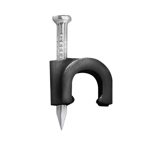Fixa Fio Coaxial 6mm Preto Com Prego Sforplast 20 Peças
