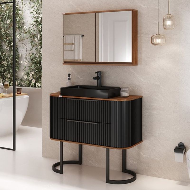 Conjunto Suspenso Fabribam Alice 100cm com Cuba Alice Preta