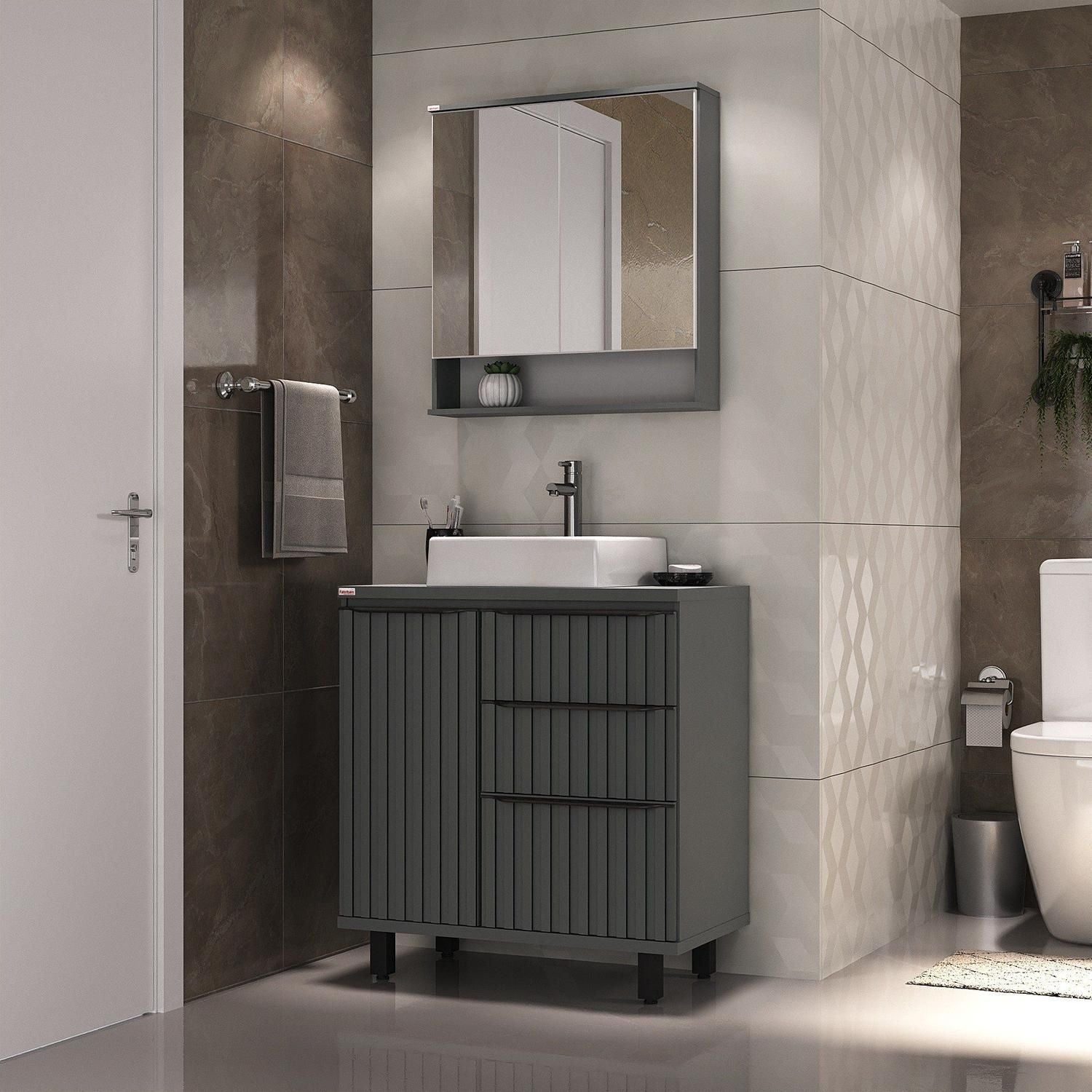 Conjunto Fabribam Cecília 80cm com Pés Chumbo Cuba Stella Painel