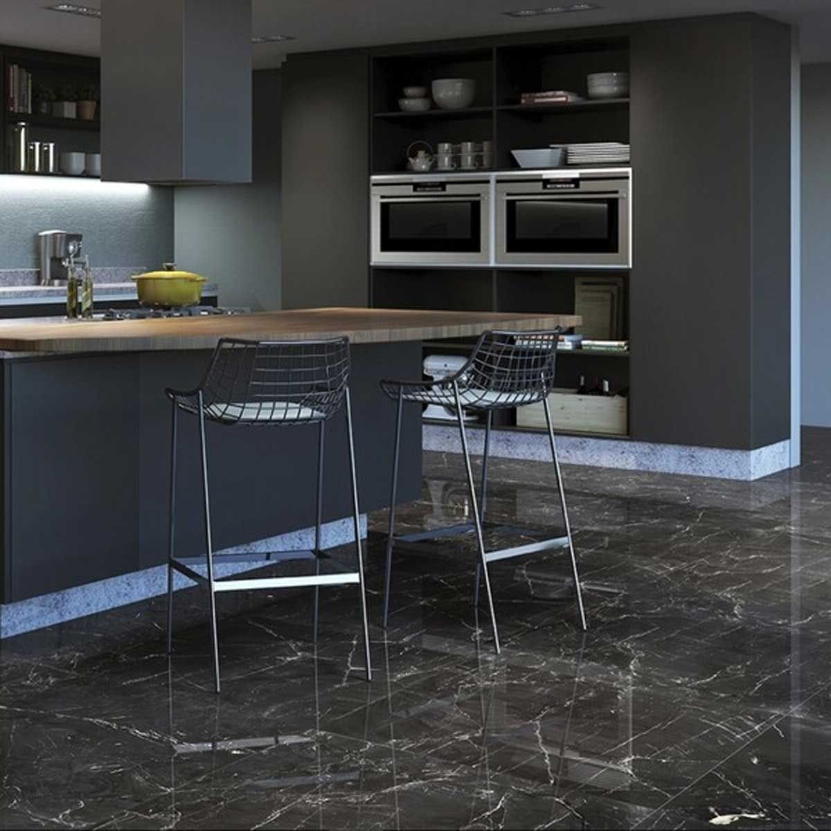 Porcelanato Elizabeth Nero Reale Polido Retificado 84x84cm