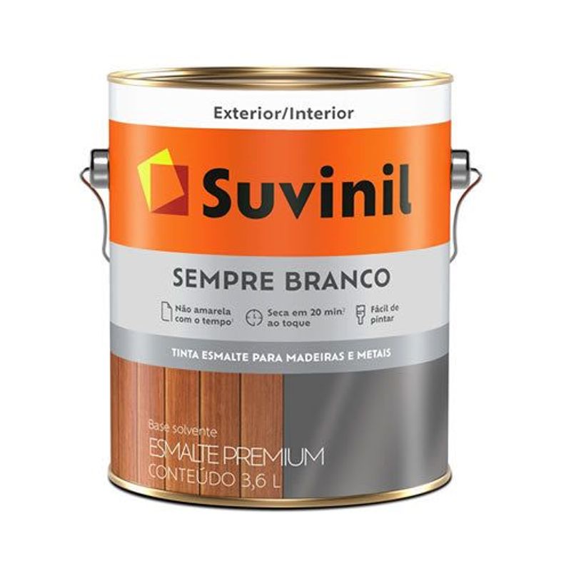 Esmalte Suvinil Acetinado Sempre Branco 3,6 Litros