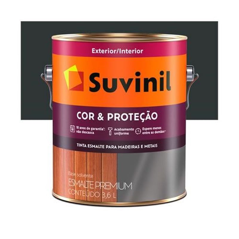 Suvinil Esmalte Brilhante Preto 3,6 Litros