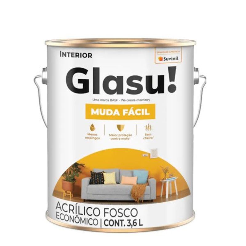 Suvinil Glasu Acrílico Fosco Branco 3,6 L
