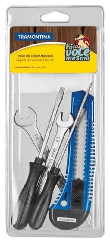 KIT FERRAMENTAS 5 PCS ESTILETE CH. FIXA E FENDA TRAMONTINA
