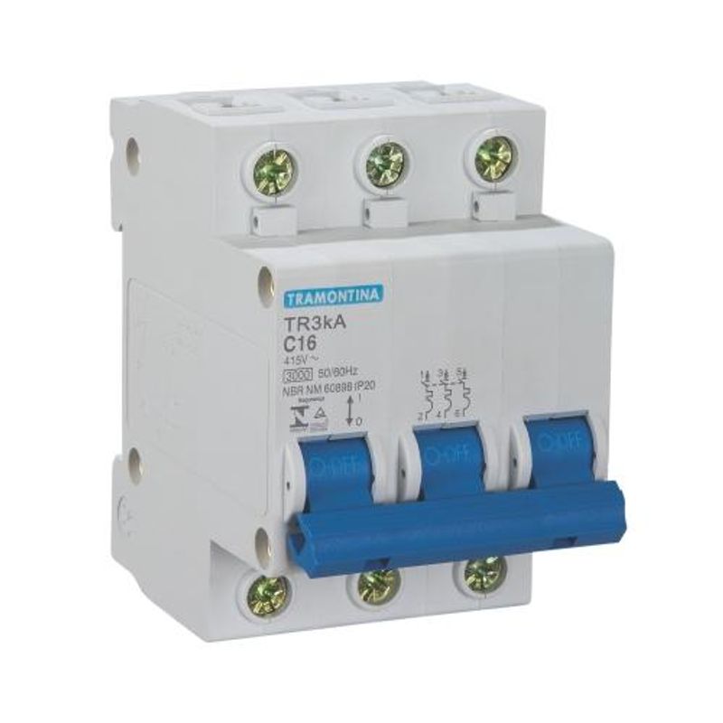 Disjuntor Din Tripolar Tramontina 50A Branco