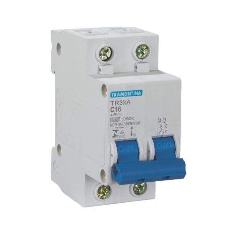 Disjuntor DIN Bipolar Tramontina 10A Branco
