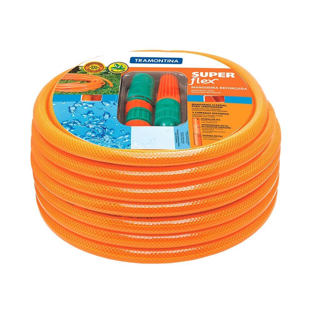 Mangueira de Jardim Superflex PVC VDE 15m com Engates Tramontina