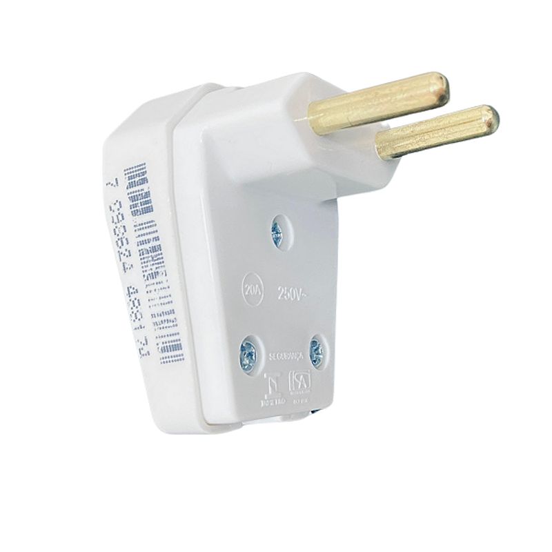 Plug Macho 90 Graus 2P 20A Branco com Prensa Cabo Tramontina