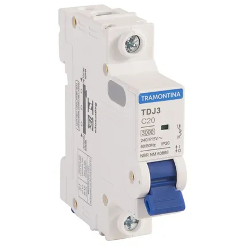 Disjuntor DIN Unipolar Tramontina 20A Branco