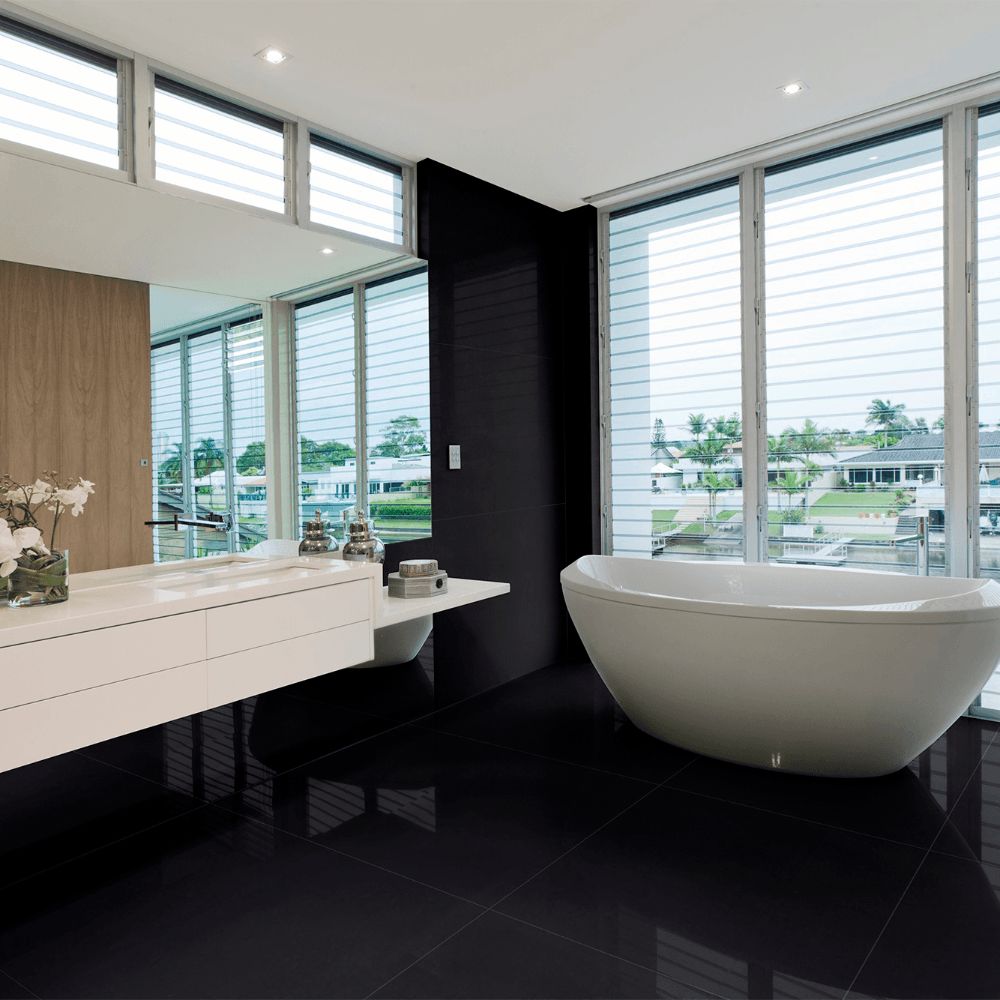 Porcelanato Delta Nero Polido Esmaltado Retificado 84x84cm 2,80m²