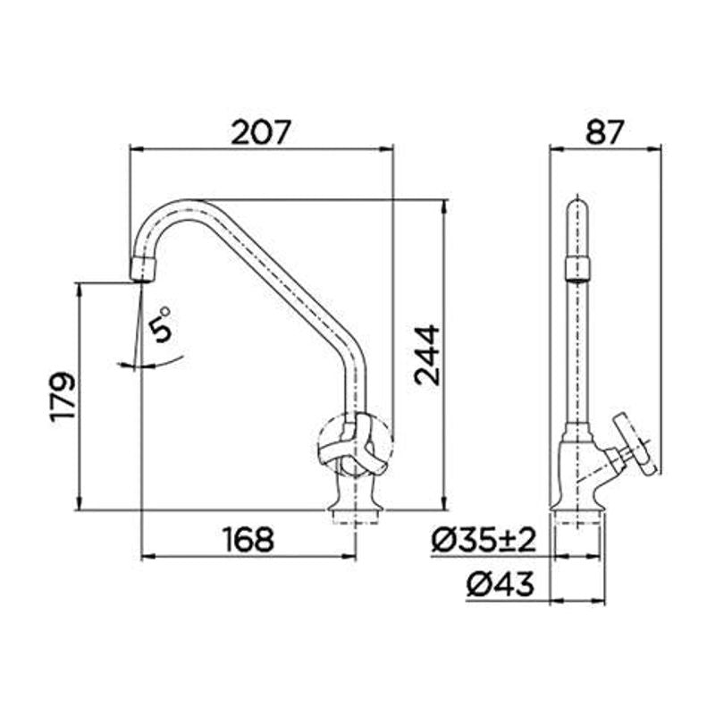 Torneira de Cozinha de Mesa Docol Primor Cromada
