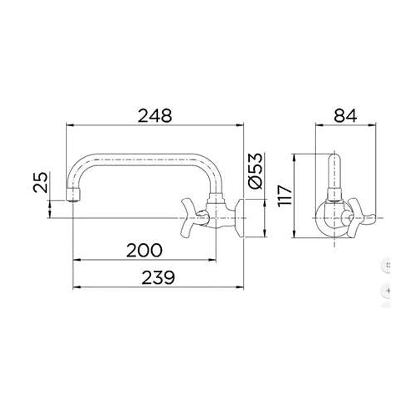 Torneira de Cozinha Docol Primor de Parede, Bica Baixa Cromada