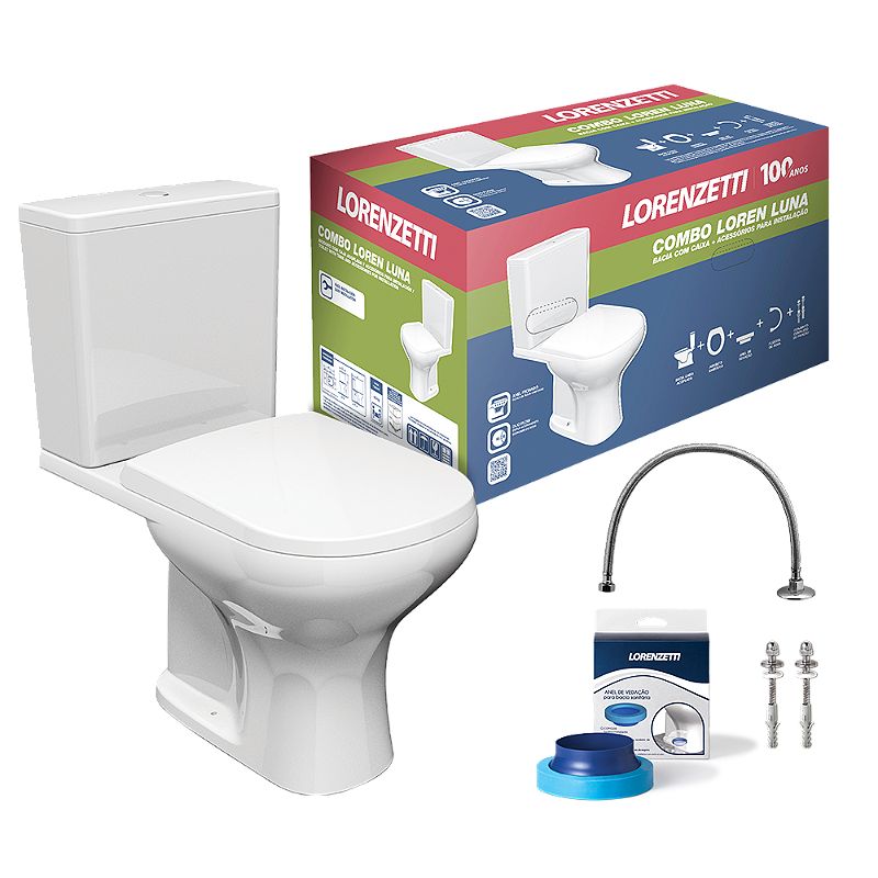 Kit Completo Vaso Sanitário Lorenzetti com Caixa Acoplada Luna