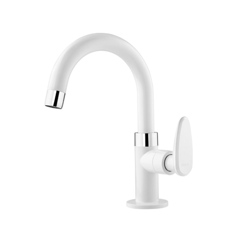 Torneira de Banheiro de Mesa Viqua Allure Bica Alta Branca 1/4 de Volta