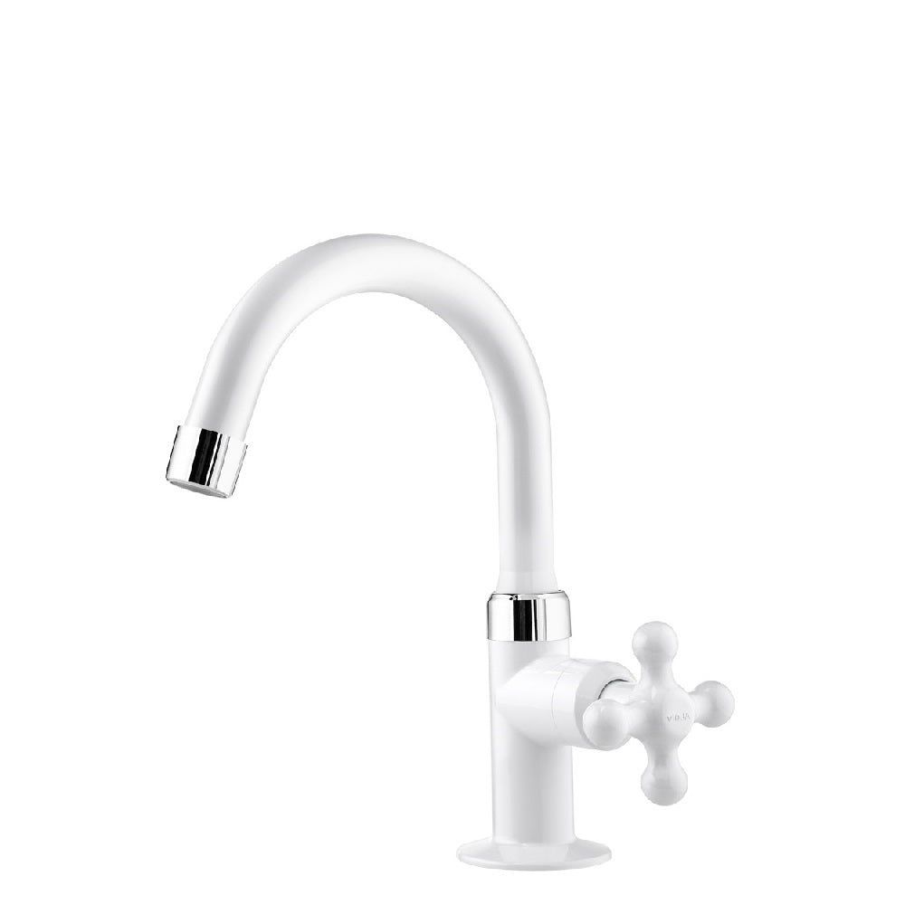 Torneira de Lavatório de Mesa Viqua Maruja Especial, 1/2 Polegada, Bica Alta, Branca