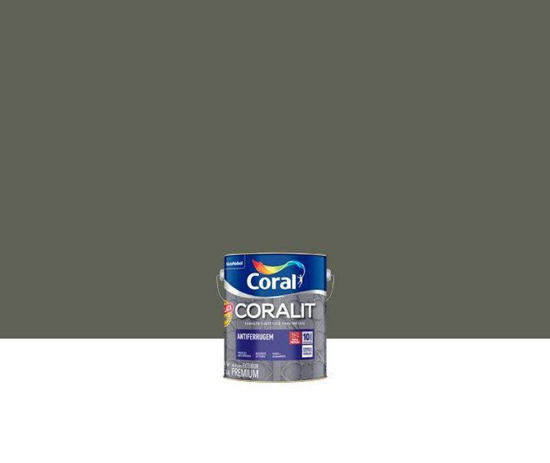Tinta Esmalte Sintético Antiferrugem Coralit, 3,6 Litros, Cinza