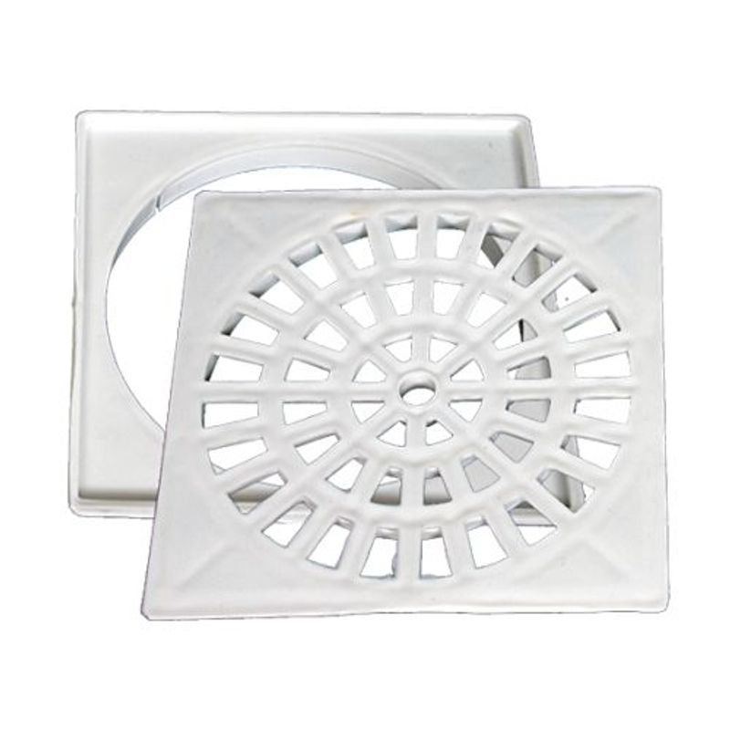 Grelha Quadrada Plástica Branca Com Suporte para Caixa Sifonada 100mm