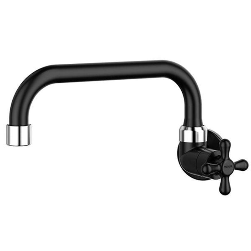 Torneira de Cozinha de Parede Viqua Maruja, Bica Horizontal, Preta