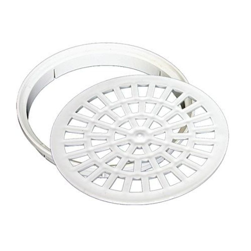 Grelha Redonda Plástica Branca com Suporte para Caixa Sifonada 150mm