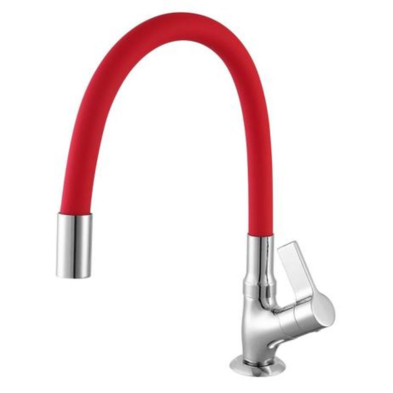 Torneira para Cozinha de Balcão Meber 1173 C36 Bica Móvel Cromado e Vermelho
