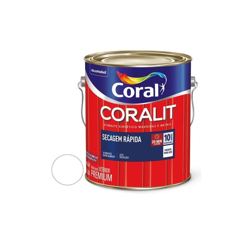 Coral Coralit Esmalte Brilhante Secagem Rápida 3 Litros Branco