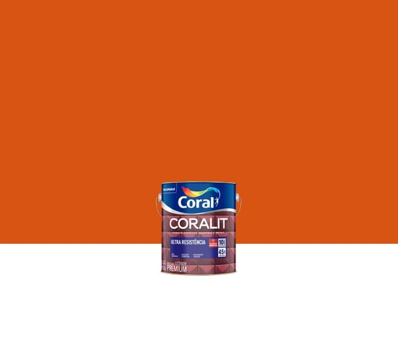 Tinta Esmalte Sintético Coralit Ultra Resistência Alto Brilho, Laranja, 3,6 L
