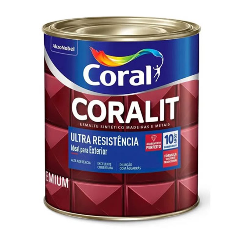 Tinta Esmalte Sintético Coralit Ultra Resistência Alto Brilho, Transparente, 900 ml