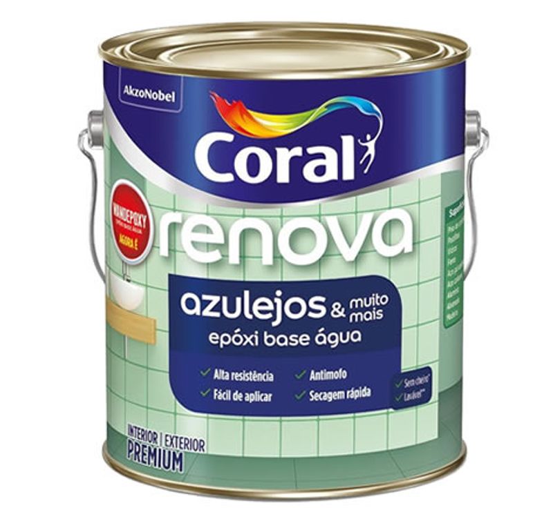 Coral Renova Azulejos Base Água Brilho 3,6 Litros Branco