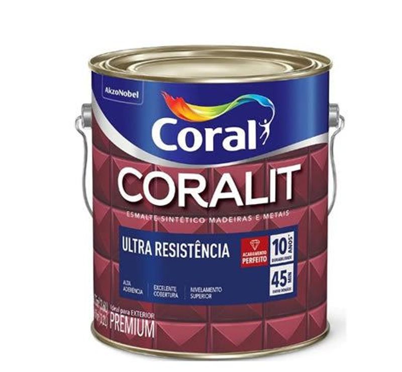 Tinta Esmalte Sintético Coralit Ultra Resistência Alto Brilho, Branco, 3,6 L