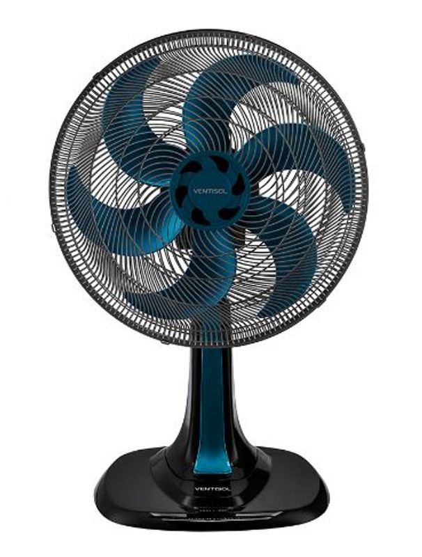 Ventilador de Mesa Ventisol Oscilante Turbo, 6 Pás, 30cm, Azul e Cinza, 127V
