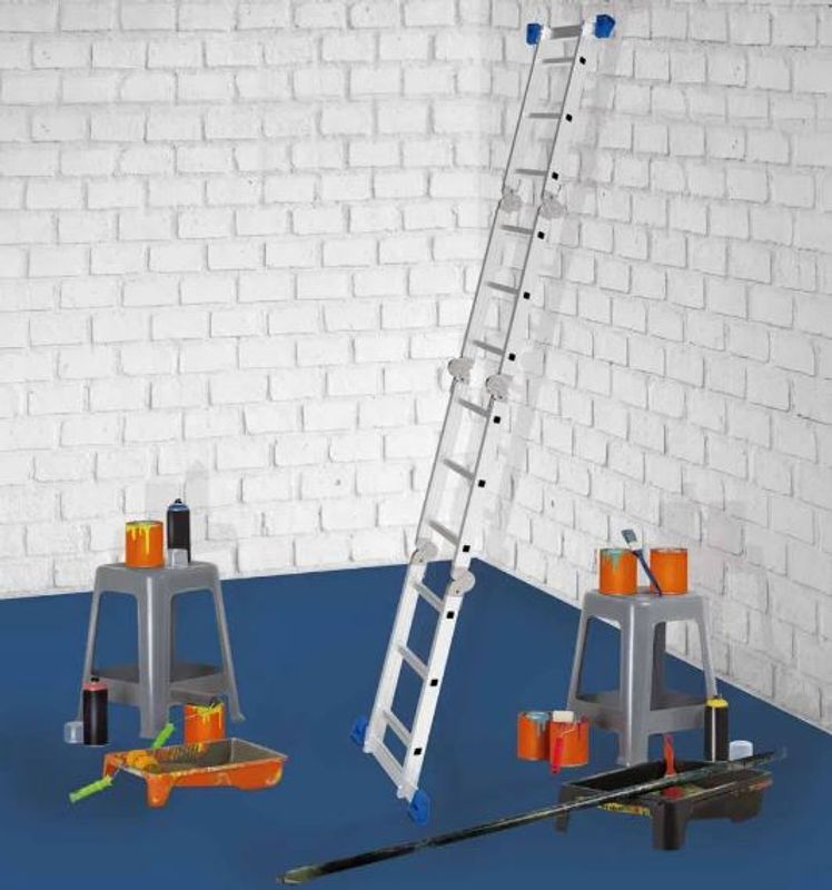 Escada Multifuncional Mor de Alumínio 4x3, 12 Degraus