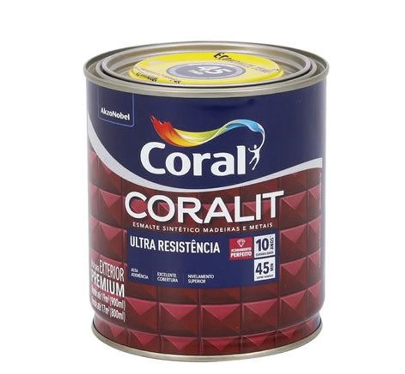 Tinta Esmalte Sintético Coralit Ultra Resistência Acetinado 900ml - Branco