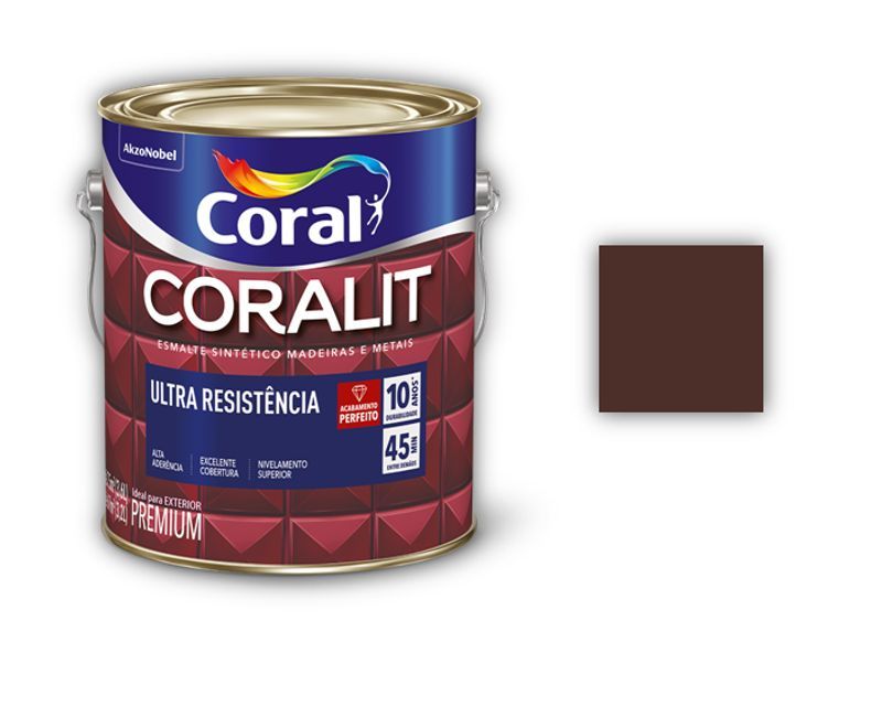 Tinta Esmalte Sintético Coralit Ultra Resistência Alto Brilho 3,6L - Marrom
