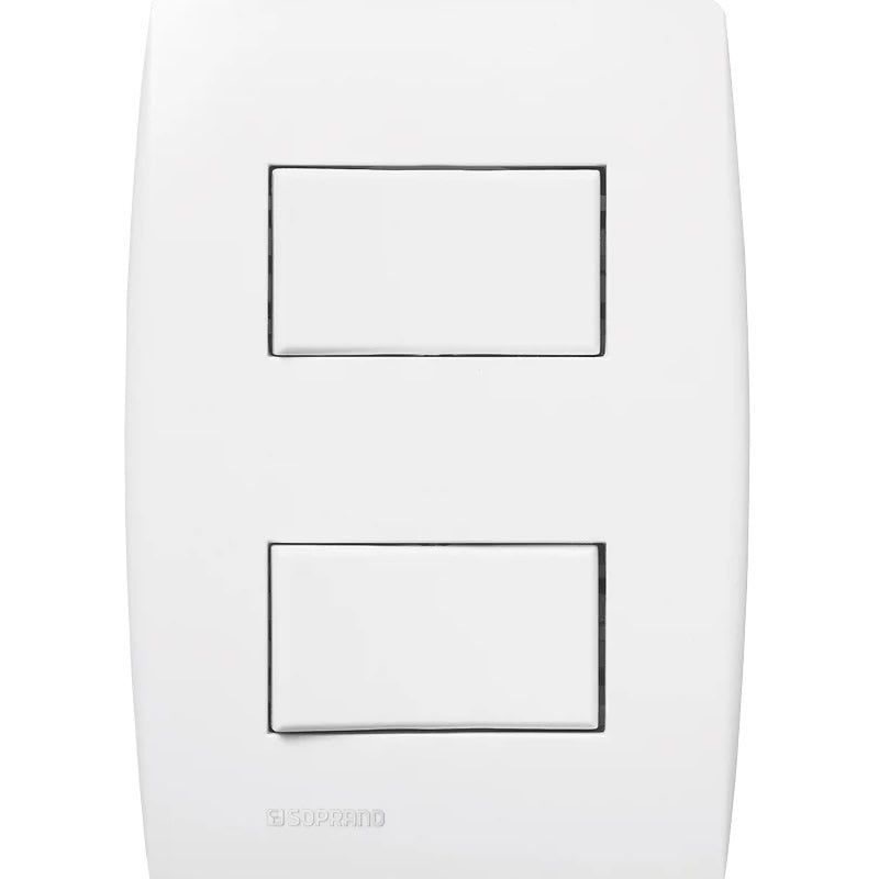 Conjunto de 2 Interruptores Simples Iluminados 10AX 250V 4x2 Branco