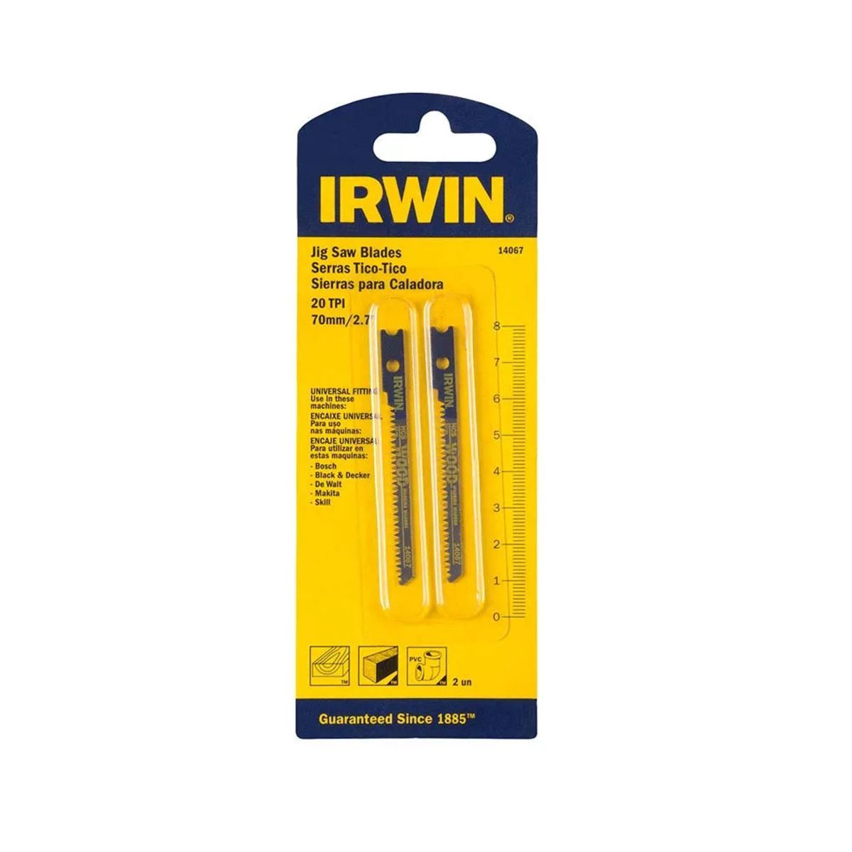 IRWIN Lâmina de Serra Tico-Tico para Madeira 70mm 20 TPI (2 Peças)