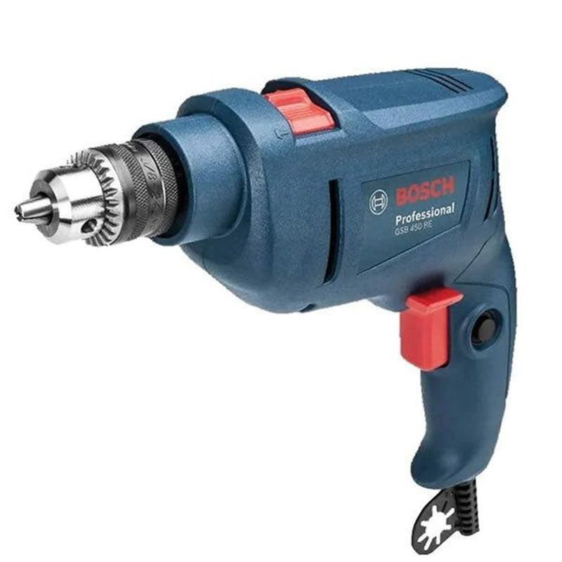 Furadeira de Impacto Bosch GSB 450 RE 450W 220V - Kit com 3 Brocas