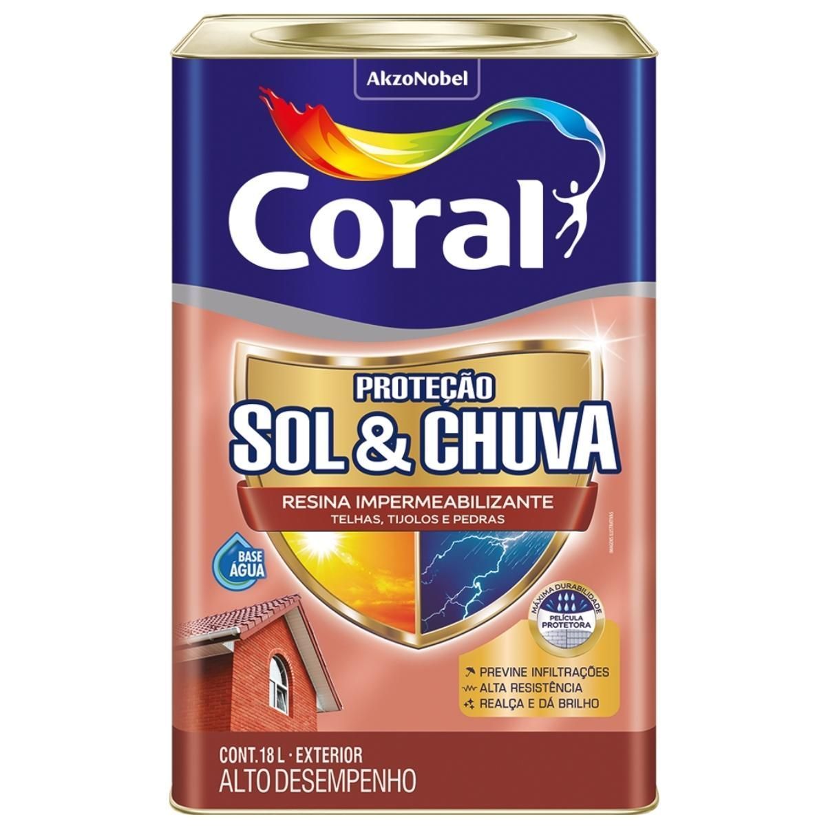 Coral Resina Impermeabilizante Sol e Chuva Antimofo e Antialgas Incolor 18L