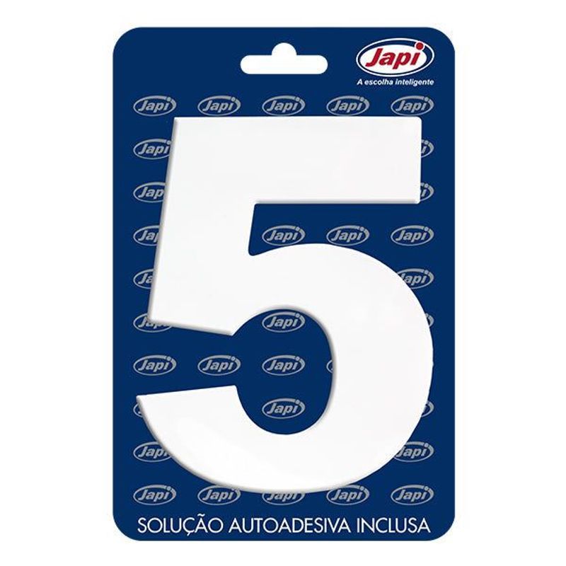 Número 5 em ACM Branco Japi 12,5cm