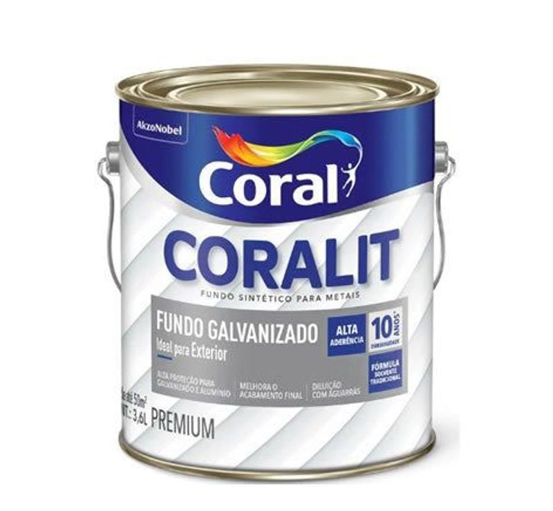 Fundo para Galvanizado e Alumínio Coralit 3,6 Litros Branco Fosco
