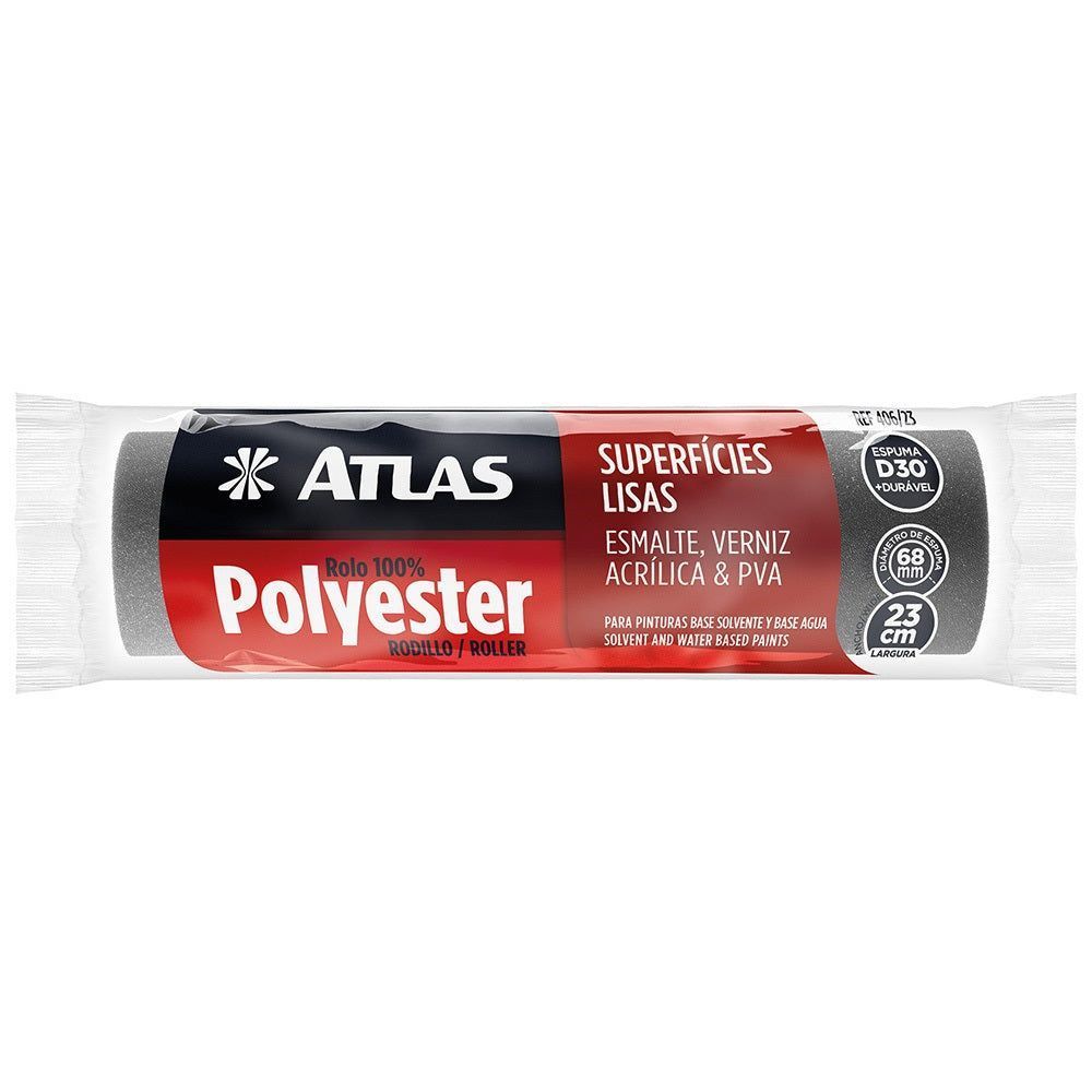 Rolo Poliéster Atlas 23cm 406/23 para Látex, Acrílica e Esmalte