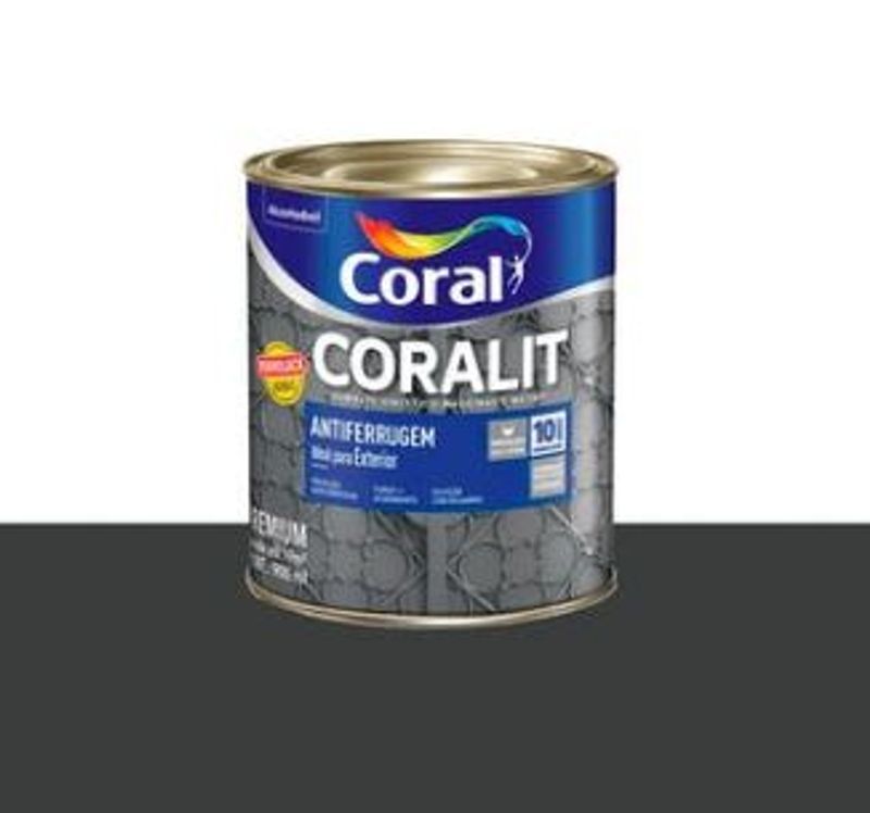 Coralit Esmalte Sintético Antiferrugem 2 em 1 Preto 900ml - Proteção 10 Anos