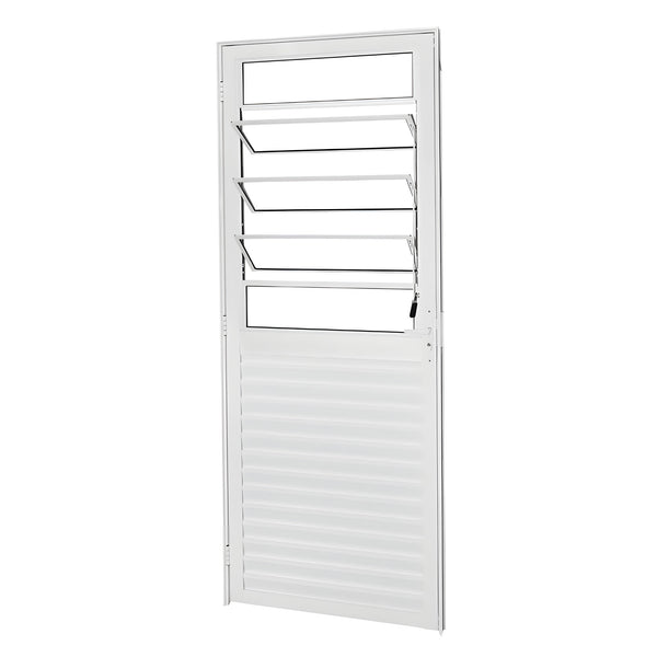 Porta Alumínio Branco Mista Basculante Soft 37mm Esquerda 215x84 Incolor Brasil