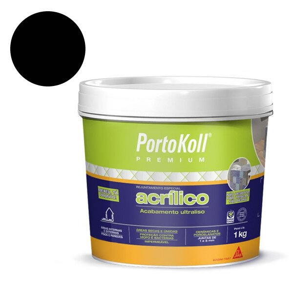 Rejunte Acrílico Preto Intenso Portokoll Parex Group 1kg