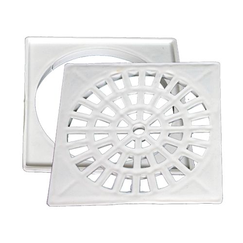 Grelha Quadrada de Plástico para Banheiro 100mm Branco