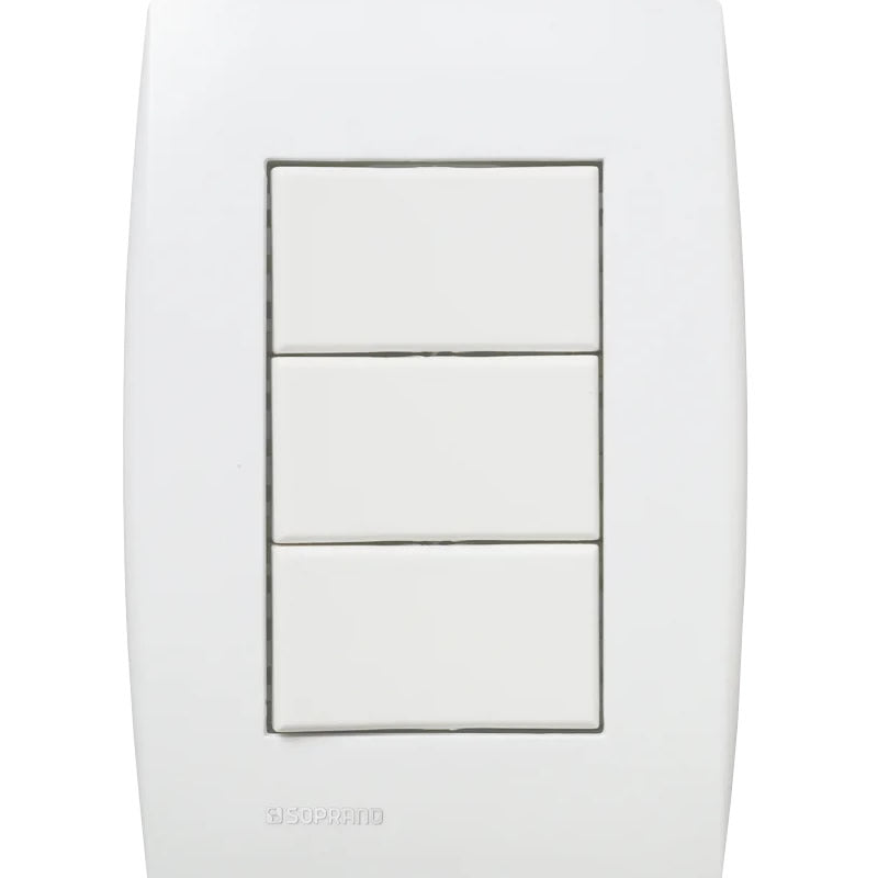 Conjunto 3 Interruptores Simples 4x2 Ilus Soprano Com Luz Branco